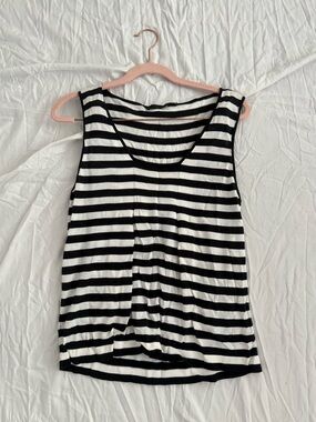 Les Copains Navy & White Striped Pleated Tank Top Size M